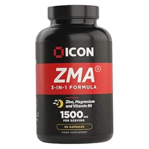 Image of ICON Nutrition ZMA Supplement - 1500mg Per Serving, Sleep Vitamin Supplement, 3-in-1 Formula, Better Sleep Performance, Muscle Strength, Zinc, Magnesium and Vitamin B6-90 Tablets (1 Month Supply)