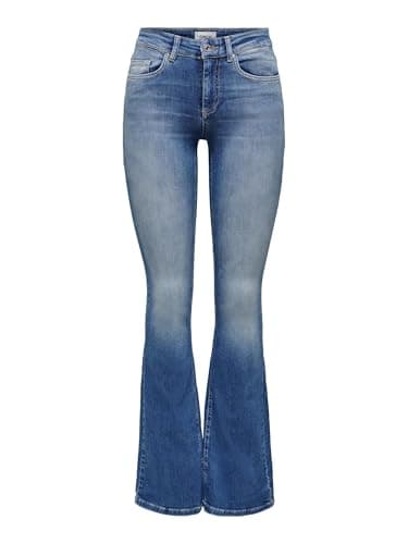 Image of ONLY Women's High Rise Stretch Jeans, Medium Blue, XL