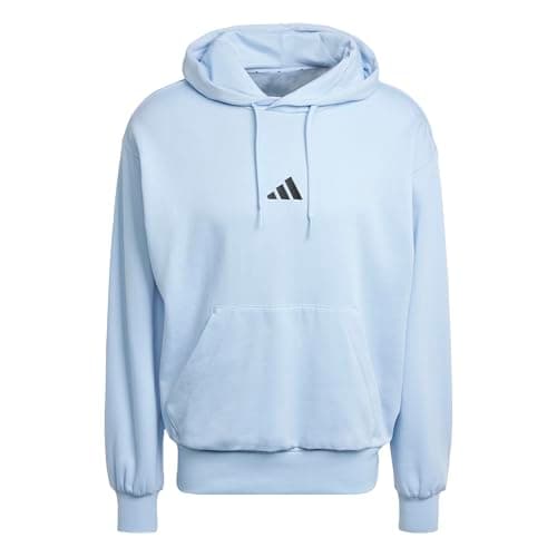 Image of adidas Men's ESSENTIALS FEELCOZY FLEECE HOODIE, glow blue/black, L