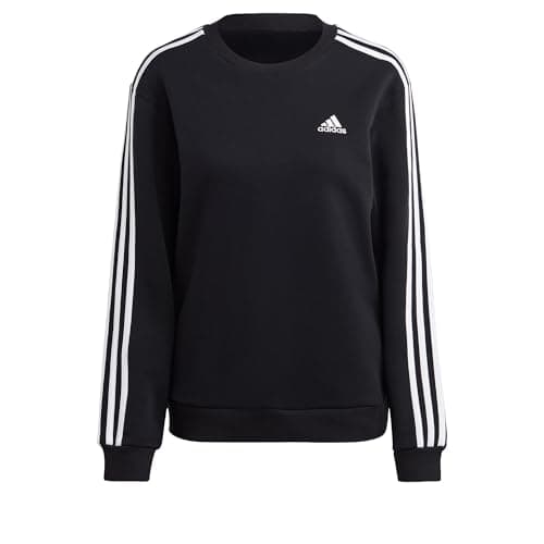 Image of adidas Women's Essentials 3-Stripes Fleece Sweatshirt, Black/White (2023), Medium