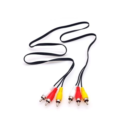 Image of JZK 1.2M Red yellow white 3 RCA male to 3 RCA male connector plug AV composite cable lead, audio video cable for connecting VHS/Video/DVD player to TV