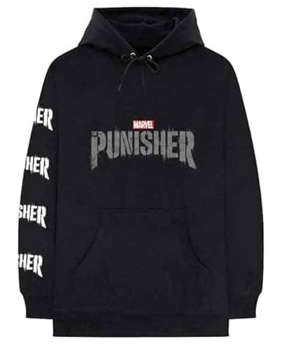 Image of Marvel Comics Punisher Stamp Official Unisex Hoodie Hooded Top (Medium) Black