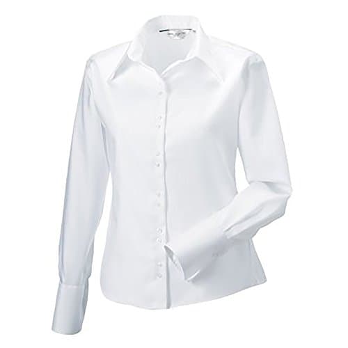 Image of Russell Collection Ladies/Womens Long Sleeve Ultimate Non-Iron Shirt (XL) (White)