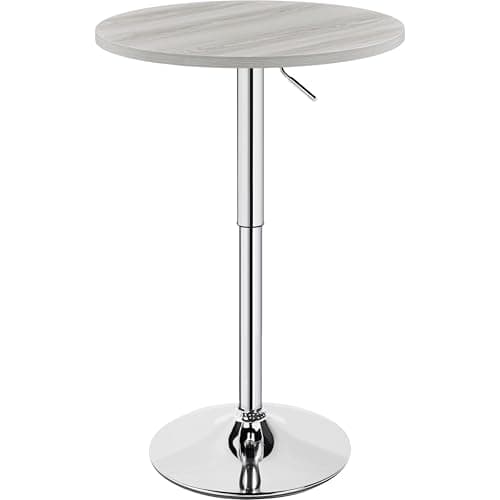 Image of Yaheetech Round Bar Table for Cocktail Bar Home Bar Pub Coffee Tea Dining Bistro Table, Grey