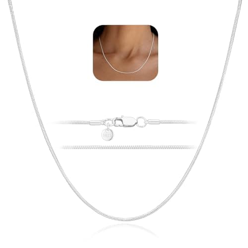 Image of SWIMLANCE 925 Sterling Silver Snake Chain for Women 1.5mm Necklace Chain Smooth Sturdy Hypoallergenic Silver Chain for Jewellery Gifts 20Inch