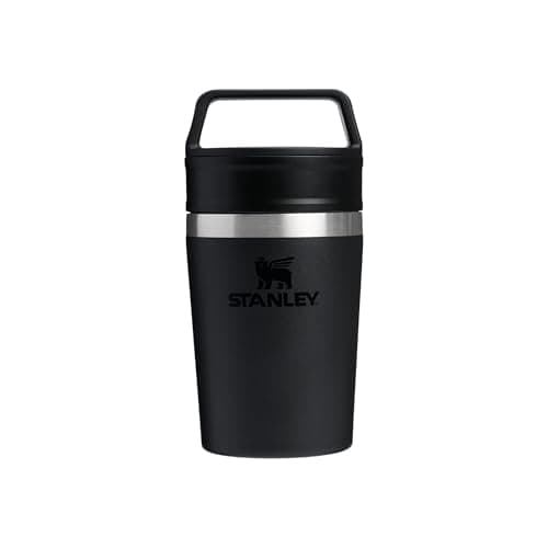 Image of STANLEY 1913 Cafe to-Go Travel Mug 0.23L - Keeps 3 Hours Hot - 4 Hours Cold - Stainless Steel Thermal Mug - Dishwasher Safe - Easy-Carry Handle - Insulated Coffee Cup - Black
