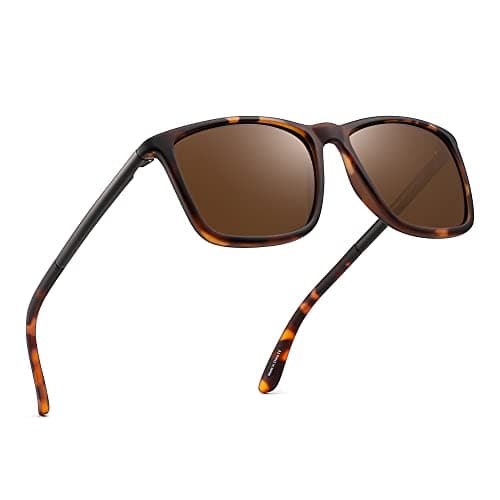 Image of Jim Halo Retro Square Polarized Sunglasses for Men - Classic Style for Driving, Cycling & Outdoor Sports - Tortoise & Brown
