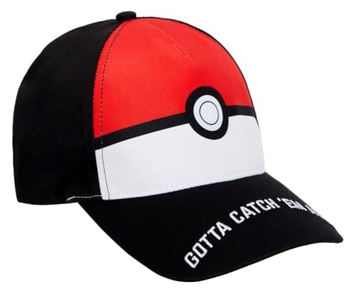 Image of Pokemon Pokeball Baseball Cap Kids Pokemon Summer Peaked Sun Hat Adjustable Black