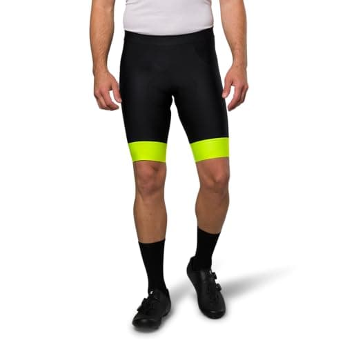 Image of Pearl Izumi Men's Biker Shorts Cycling Shorts 10.5" Attack Cycling Shorts, Breathable with Reflective Fabric., Black/Screaming Yellow, Medium