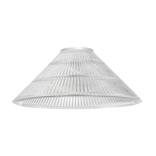 Image of Modern Designer Transparent Ridged Glass Easy Fit Pendant Shade in Cone Shape | 11w LED Maximum | 19cm x 25cm by Happy Homewares
