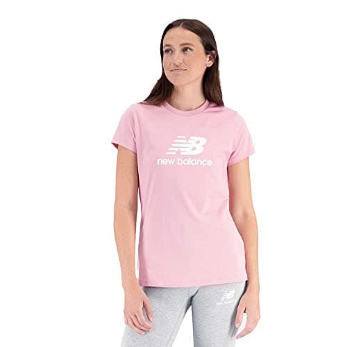 Image of New Balance Nb Essentials Women's Stacked Logo Short Sleeve 19 Pink