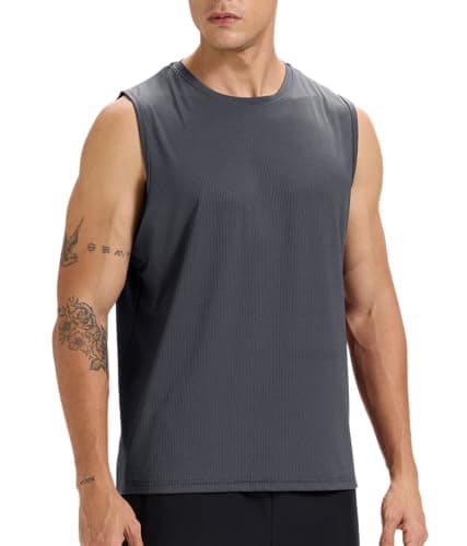 Image of Rane Sports Men's Sleeveless Shirt Workout Training Tank Top Gym Quick-Drying Running Athletic Muscle Shirt Dark Grey 01 L