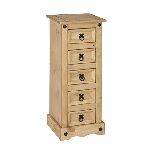 Image of Mews Corona Chest Of 5 Drawers Narrow Chest, Mexican Solid Pine
