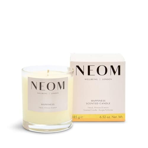 Image of NEOM- Happiness Scented Candle, 1 Wick | Essential Oil Aromatherapy Candle | Neroli, Mimosa & Lemon | Scent to Make You Happy