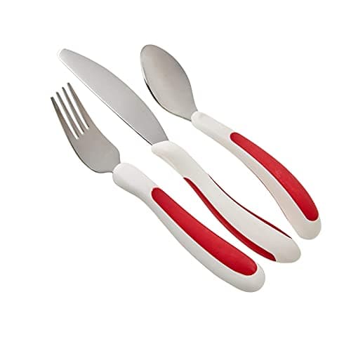 Image of NRS Healthcare M99680 Red/White Kura Care Adult Cutlery Set