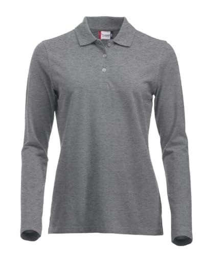 Image of CliQue Women's Clique Classic Long Sleeved Womens Marion Polo Shirt, Grey (Grey Melange), XS UK