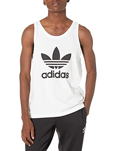 Image of adidas Originals Men's Adicolor Trefoil Tank Top, White/Black, 14" Neck