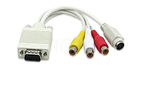Image of Herfair VGA to RCA Cable,VGA to S Video 3 RCA Converter AV TV Out Cable Adapter for TV PC Computer Video AV Projector