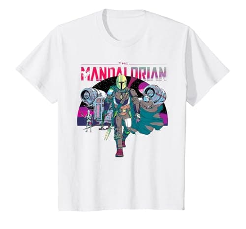 Image of Star Wars The Mandalorian IG-88 Neon Poster T-Shirt, Youth, White, 3T