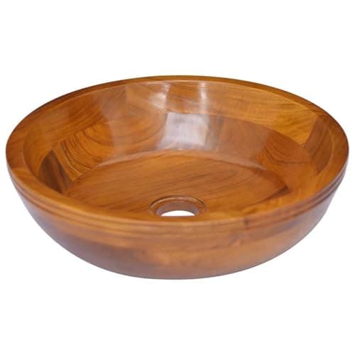 Image of vidaXL Solid Teak Wood Basin - Durable, Fine Sanded Finish, Easy to Clean, No Assembly Required, Brown