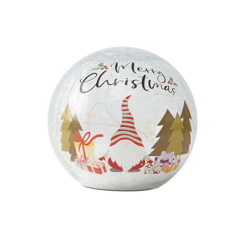 Image of BERSCAH Christmas LED Crackle Glass Globe Lamp with Santa Claus & Christmas Tree Design, Warm White Light, Battery Operated, Decorative Holiday Ball for Table, Window & Gift