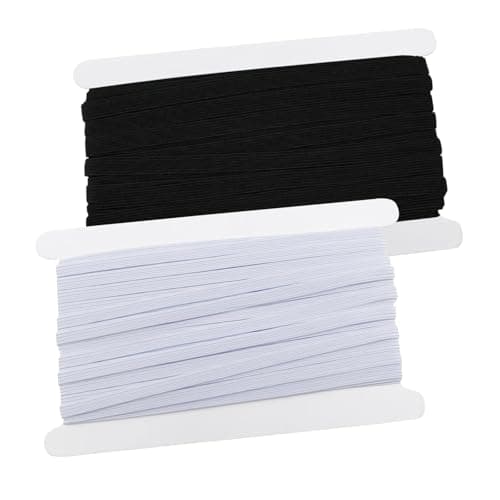 Image of Elastic for Sewing 6mm Wide, 20m White Black Sewing Elastic Cord Bands Flat Braided Stretch Strap Rope for Waistband Clothing