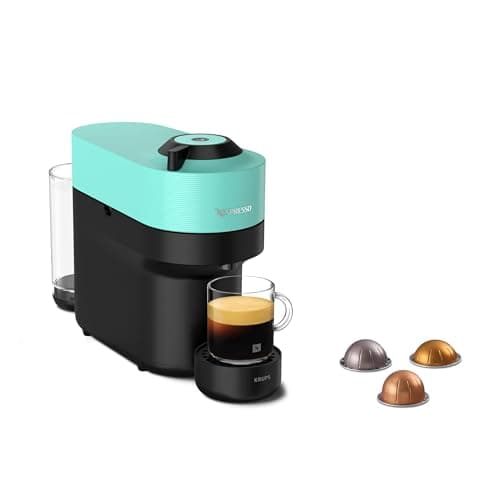 Image of Nespresso Vertuo Pop Automatic Pod coffee machine for Americano, Decaf, Espresso by Krups in Aqua Mint