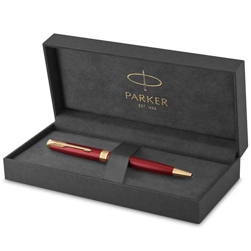 Image of Parker Sonnet Ballpoint Pen | Red Lacquer with Gold Trim | Medium Point Black Ink | Gift Box