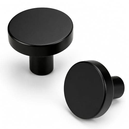 Image of QZKJQDD 2 Pack Black Cupboard Knobs, Single Hole Cupboard Handle, Aluminum Alloy Cabinet Knobs with Screws for Kitchen Wardrobes Bathroom Home Decoration
