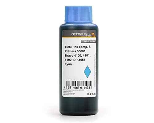 Image of Octopus Fluids 100ml refill ink compatible for Primera Bravo 4100, 4101, 4102 ink cartridges, printer ink Cyan for Primera 53601 printer cartridges, no OEM