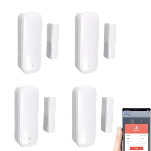 Image of Mengshen 4 Pack Smart WiFi Door Window Sensor No Hub Required Wireless Contact Sensor for Home Security Compatible with Tuya Smart Home Devices Alexa and Google Assistant