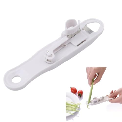 Image of Runner Bean Slicer Bean Stringer Green Beans Cutter Vegetable Peeler Multi Tool for Slicing and Topping Kitchen Accessory (White)