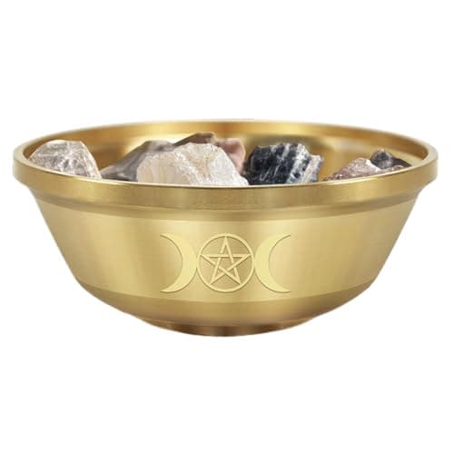 Image of Triple Moon Dish - 9x3.5cm Decorative Bowls, Witches Cauldron, Offering Bowl, Small Metal Crystal Storage Bowl for Altar Meditation Yoga Studio Ceremony Mindfulness Practice Tabletop Smudging Women