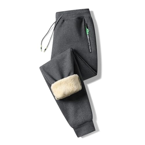 Image of Tansozer Mens Joggers Fleece Lined Jogging Bottoms Thermals Sweatpants Winter Warm Thick Tracksuit Drawstring Lounge Pants for Sports Gym Skiing with Pockets Dark Grey 3XL