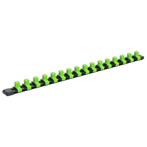Image of Sealey Hi-Viz Green - Socket Rail 3/8" Dr - Retaining 16 Sockets (440mm long) **AK27053HV**