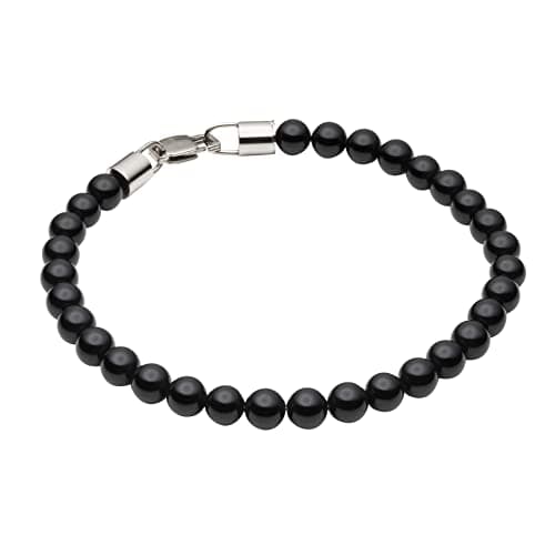 Image of Black Onyx Bead Bracelet with Stainless Steel Clasp 22cm