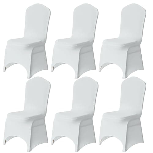 Image of Trimming Shop Chair Cover Spandex Polyester Stretch Fabric Dining Slipcovers Washable & Removable Protective Wedding Chair Covers for Banquets Ceremony & Hotel Dinner (White, Pack of 6)