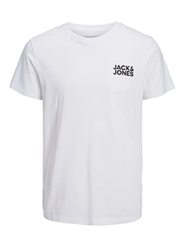 Image of JACK & JONES Mens Jjecorp Logo Tee O-Neck Noos T-Shirt, White/Fit:Slim/Small Print/Black, L UK