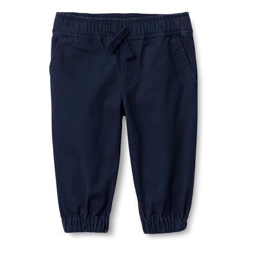 Image of Amazon Essentials x Sofia Grainge Unisex Babies' Pull-On Twill Jogger Bottoms, Navy, 18 Months