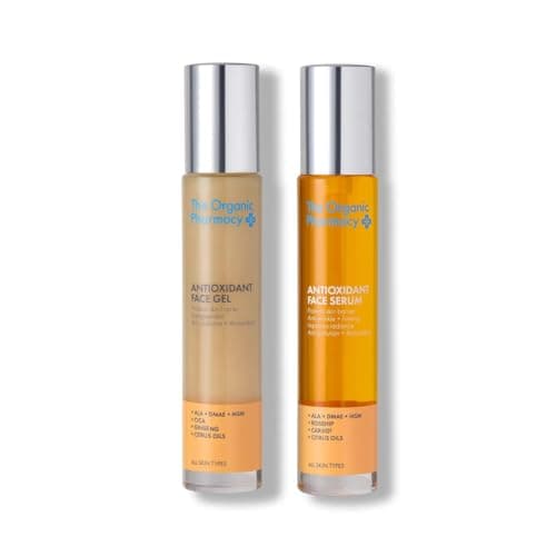 Image of The Organic Pharmacy Antioxidant Face Duo, 35ml x 2* - Gel and Serum Duo - "Face Lift in a Bottle" - Anti-ageing action - Antioxidants and Vitamin Rich Oils - Up to 99.8% Organic