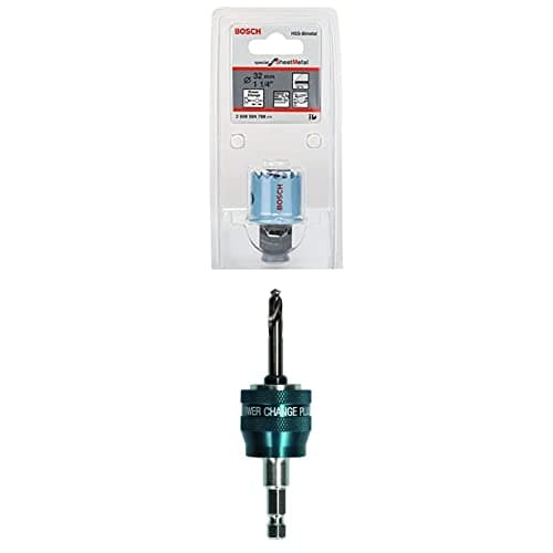 Image of Bosch Professional Hole Saw Sheet Metal (Ø 32 mm) + 1x Power Change Plus Adapter (Socket 3/8" Hexagonal Shank, Incl. HSS-Co Drill Bit 7.15 x 65 mm)