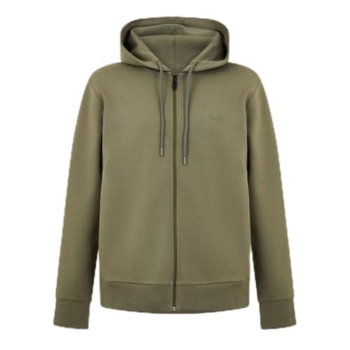 Image of BOSS Mens Saggy Full Zip Hoodie with Adjustable Drawstring Dark Beige 257 XL