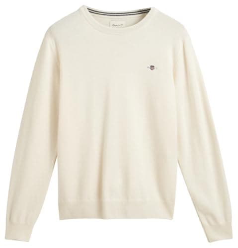 Image of GANT Men's Superfine Lambswool C-Neck Pullover, Cream, M