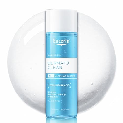 Image of Eucerin DermatoClean 3in1 Micellar Cleansing Fluid 200ml, Gentle Facial Cleanser to Remove Dirt, Oil, Makeup and Impurities, Cleansing Water with Hyaluronic Acid