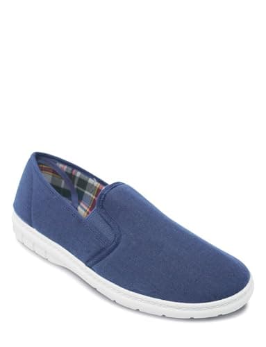 Image of Chums Men's Extra Wide Fit Canvas Slip-On Shoes, Lightweight, Breathable Casual Pumps with Elastic Gusset Navy 7