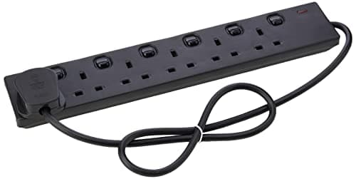Image of PRO ELEC PELB1724 6 Socket 0.8m Individually Switched Extension Lead – Black