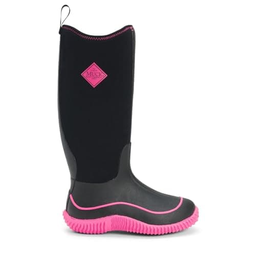 Image of Muck Boots Women's Hale Pull On Waterproof Wellington Boot, Black Pink, 6
