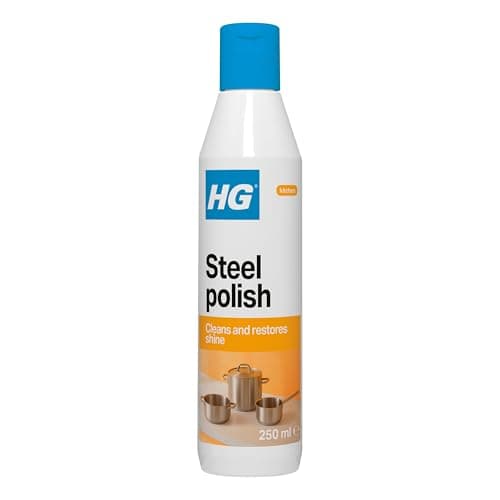 Image of HG Steel Polish, Stainless Steel Cleaner & Protector, Chrome & Copper Metal Cleaner, Stainless Steel Polish, Kitchen Cleaner for Metal, Multi Surface Cleaner & Metal Kitchen Worktop Cleaner - 250ml