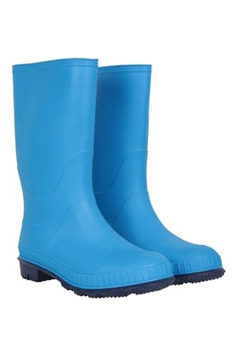 Image of Mountain Warehouse Kids Flat Wellies - Rubber Boots with Durable Sole, PVC Rain Boots, Soft Fabric Lining - for School, Hiking and Outdoor, blue, 33 EU