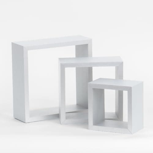 Image of Anika Floating Shelves/Cube Shaped Design/Set of 3 / Large, Medium, Small (White)